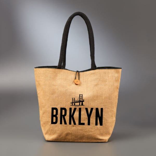 Burlap Fashion Tote Bag Front view